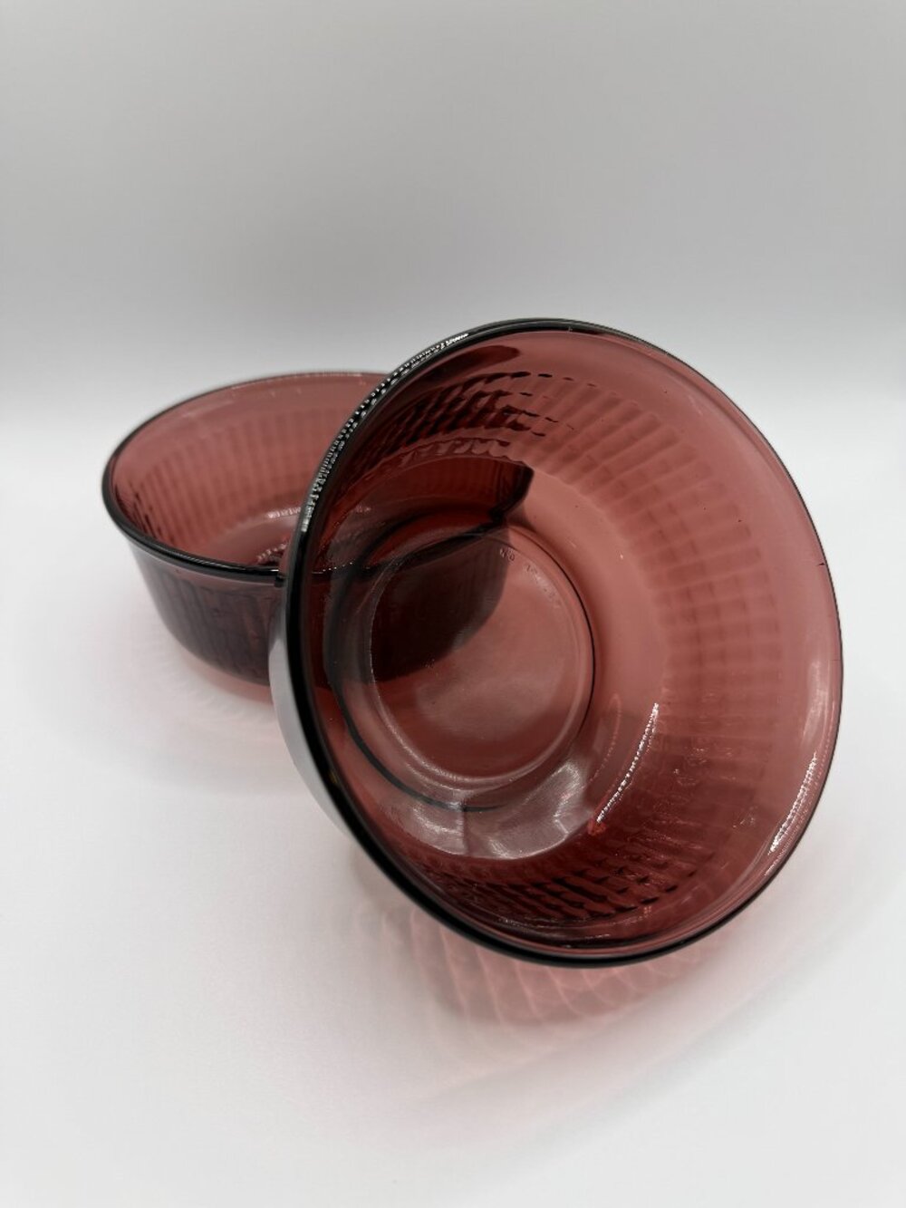 VTG Fortecrisa Mexico Ribbed Amethyst Glass Bowls